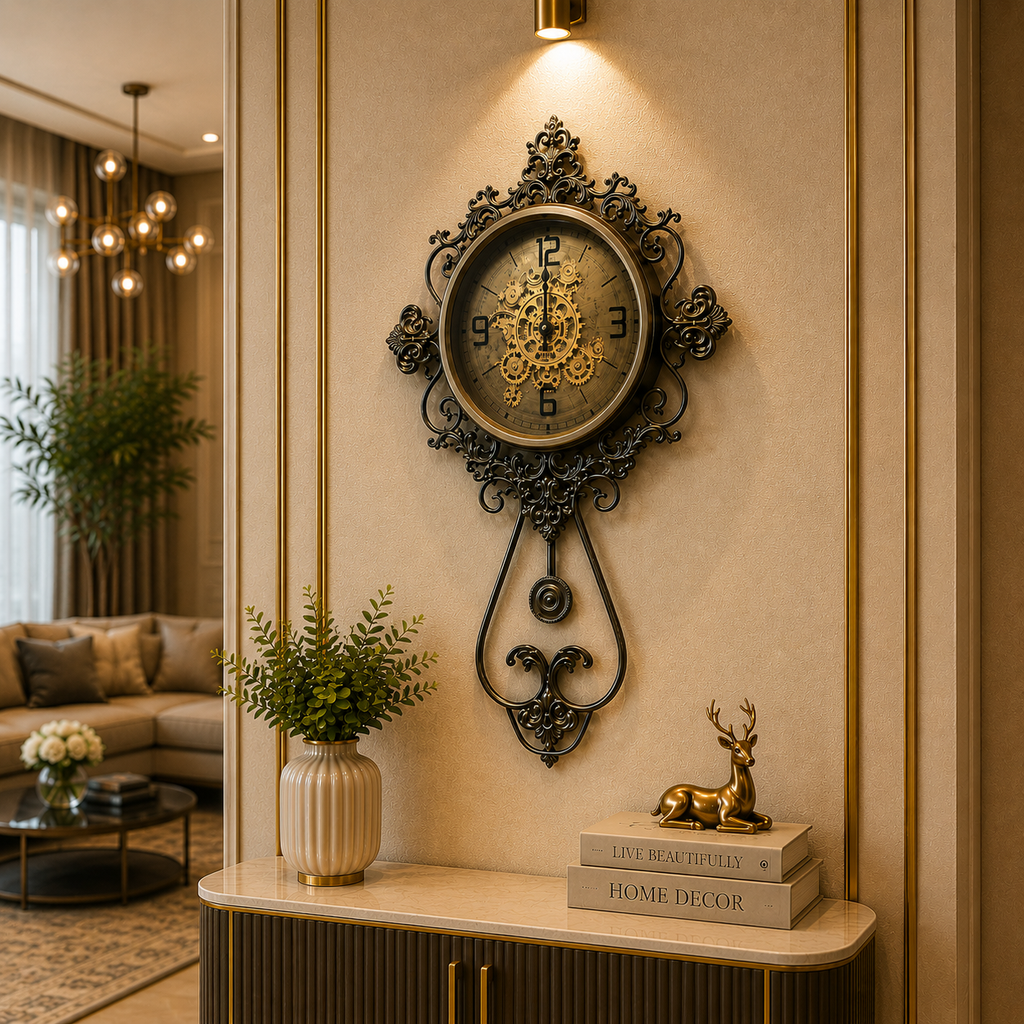 Luxury Metal Gear Moving Wall Clock