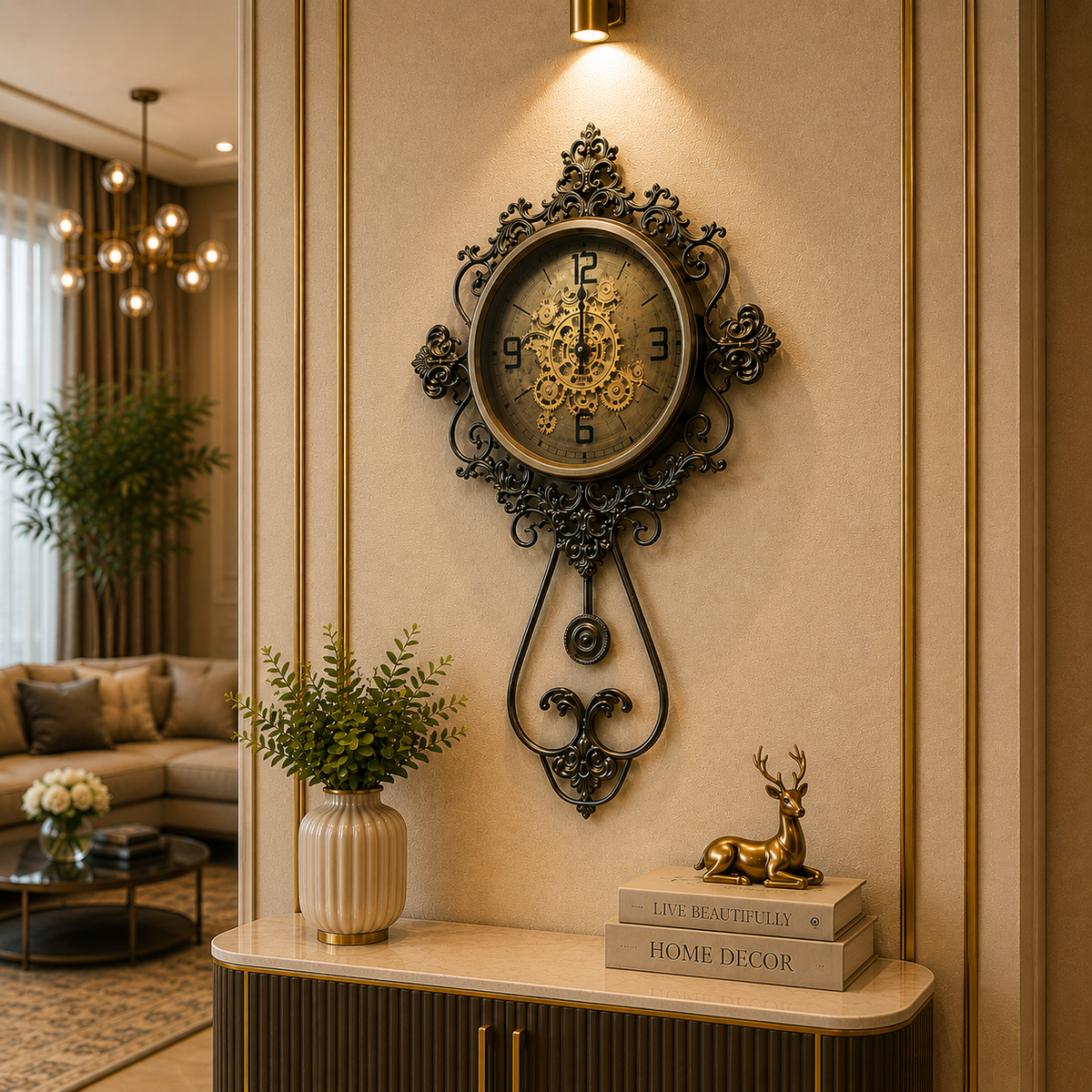 Luxury Metal Gear Moving Wall Clock