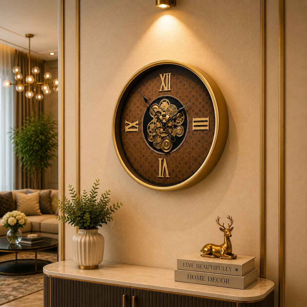 Luxury Gold Gear Wall Clock
