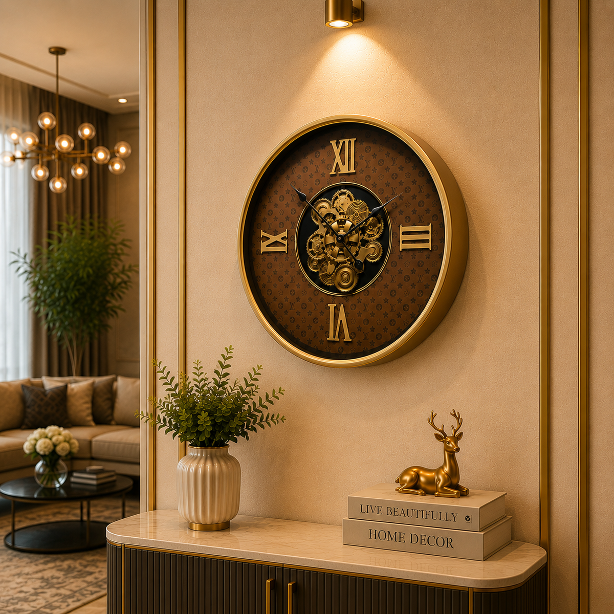Luxury Gold Gear Wall Clock