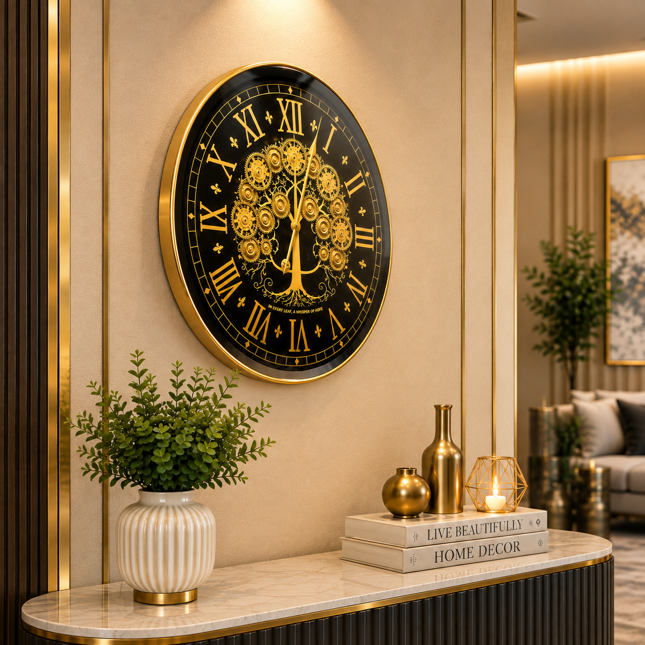 Luxury Metal Gear Moving Wall Clock