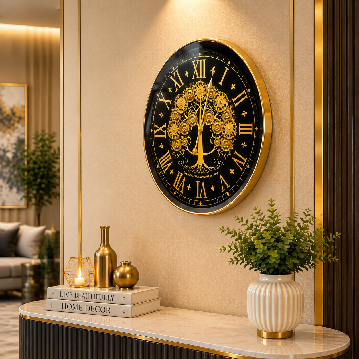 Luxury Metal Gear Moving Wall Clock