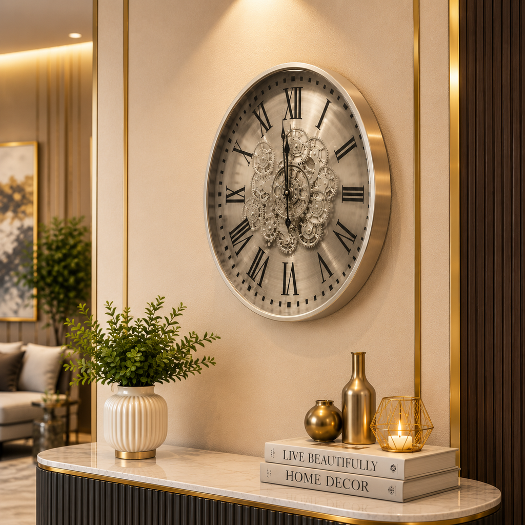 Luxury Metal Gear Moving Wall Clock