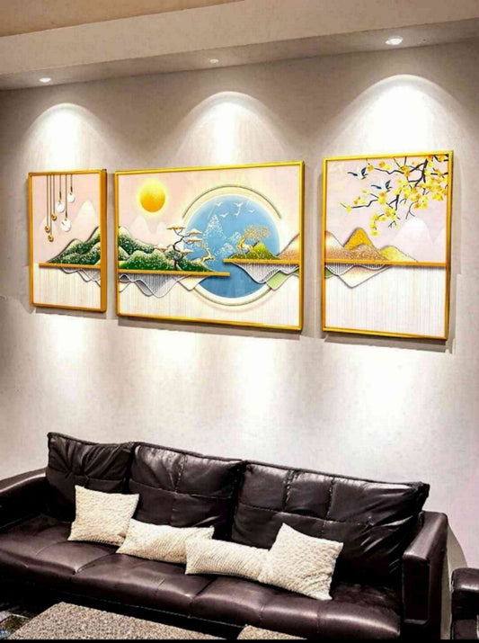 Zenith Harmony Vista - 3-Piece Oriental Landscape Canvas Art Set