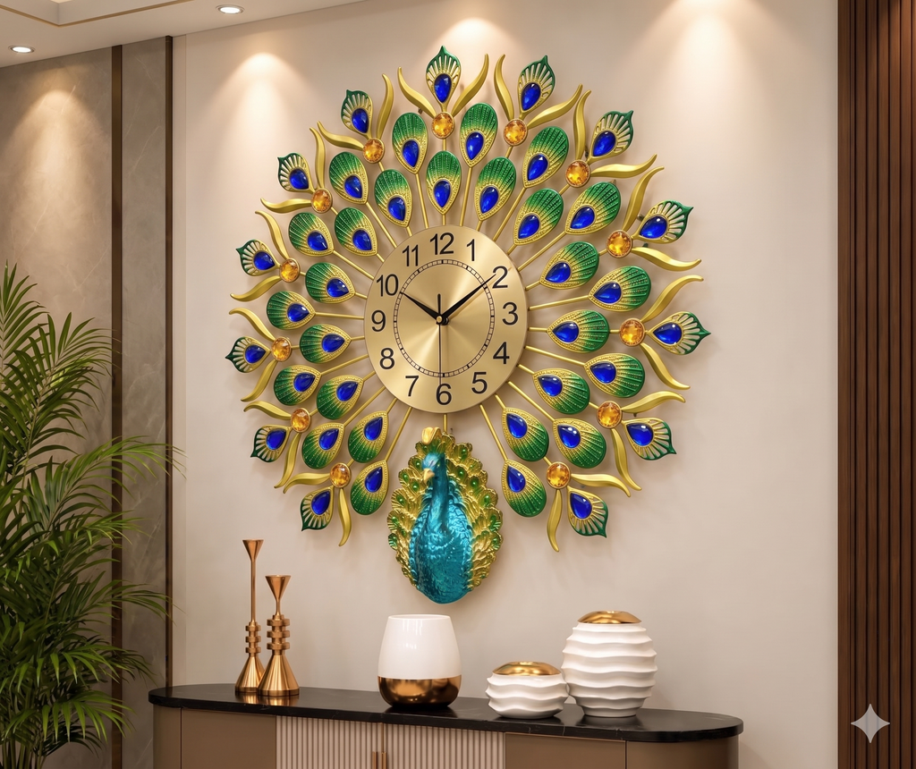 🦚 Imported Peacock Wall Clock Royal Luxury for Your Home ✨