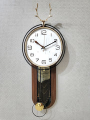 Metal Wall Clocks Vintage Deer Antler Design Pendulum Wall Clock