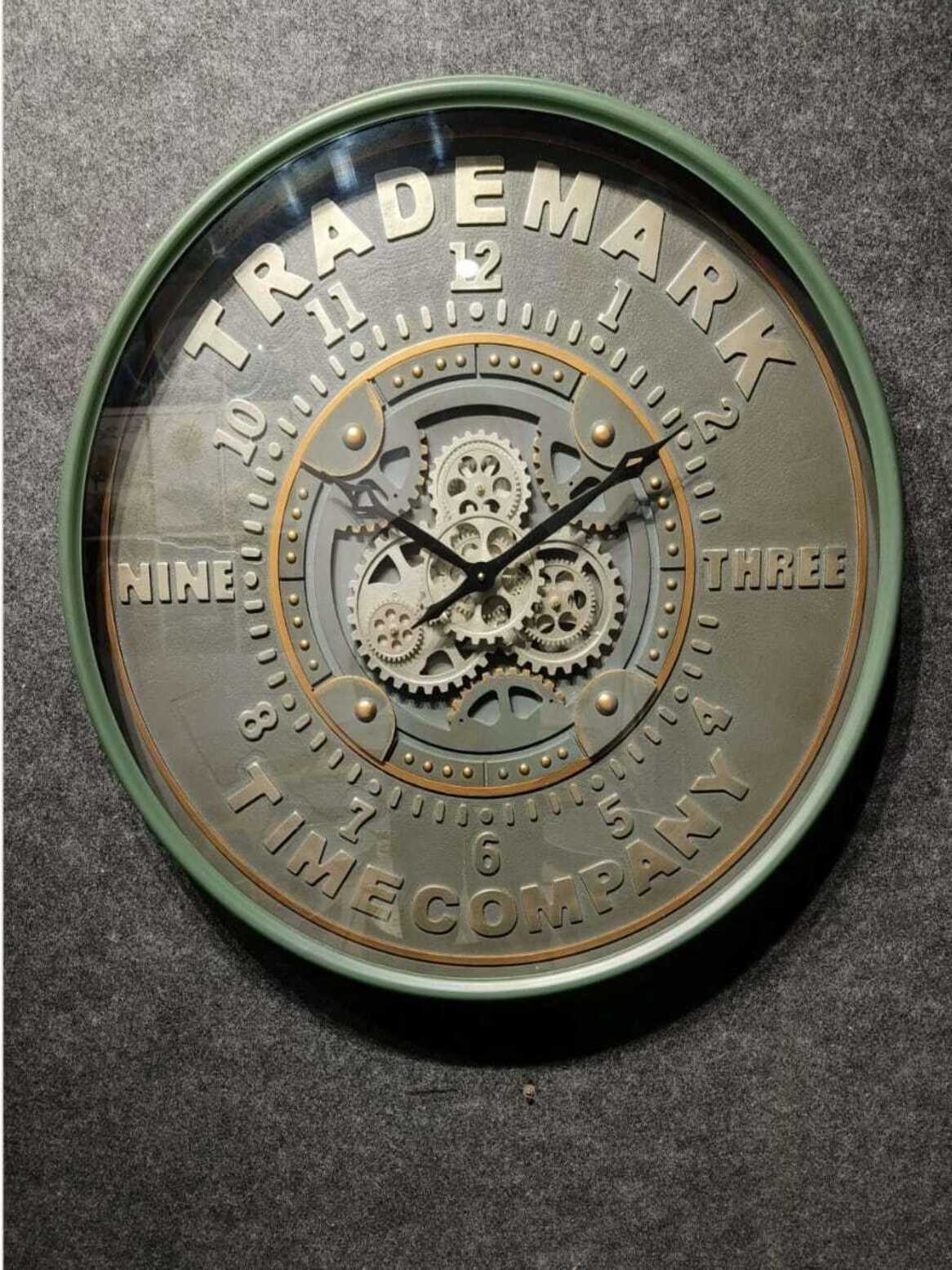 Metal Gear Wall Clocks Trademark Antique Style Decorative Rotating Gear Wall Clock