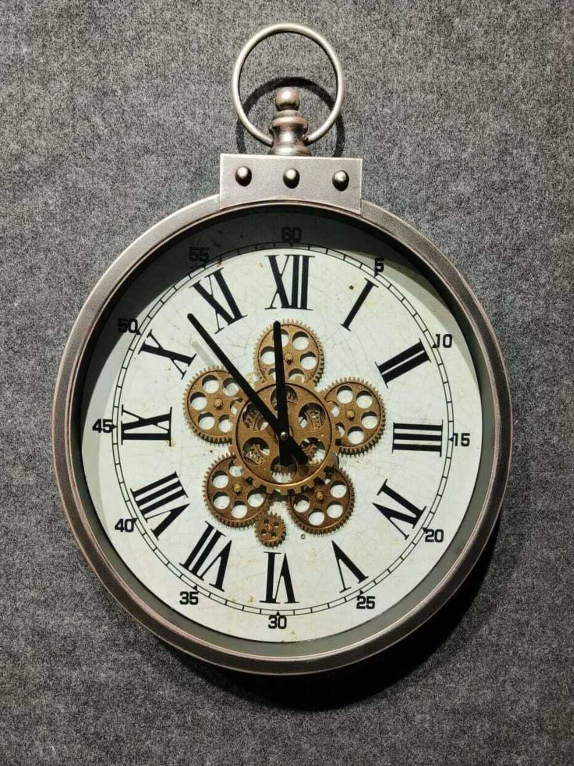 Metal Gear Wall Clocks Oversized Pocket Watch Style Moving Gear Wall Clocks