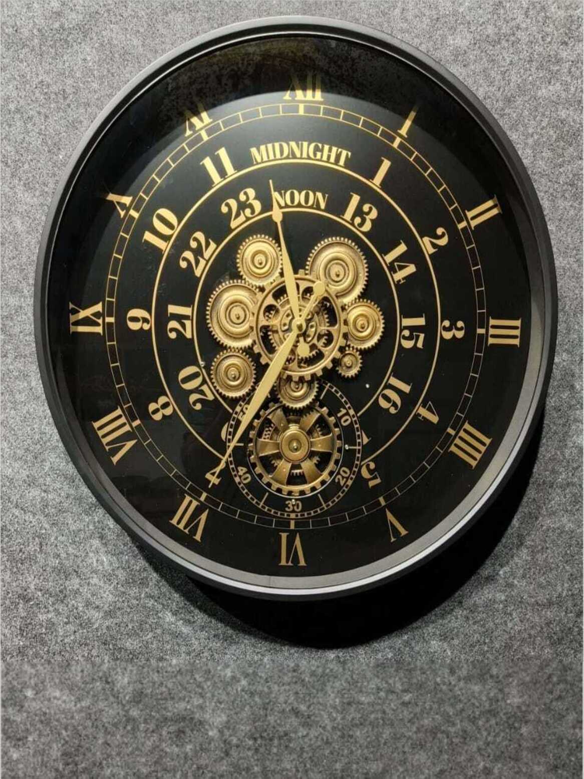 Metal Gear Wall Clocks Midnight Sun Luxury Moving Gear Decorative Wall Clocks