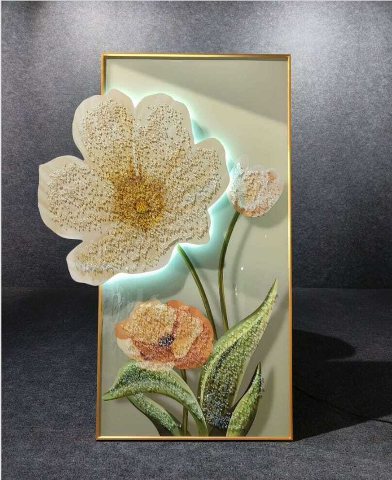 LED Crystal Paintings Illuminated Floral Trio LED Wall Arts