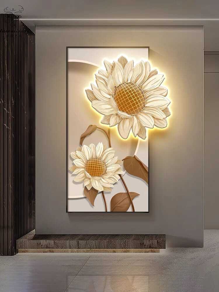 LED Crystal Paintings Luminous Sunflower Crystal Art with LED Lightings