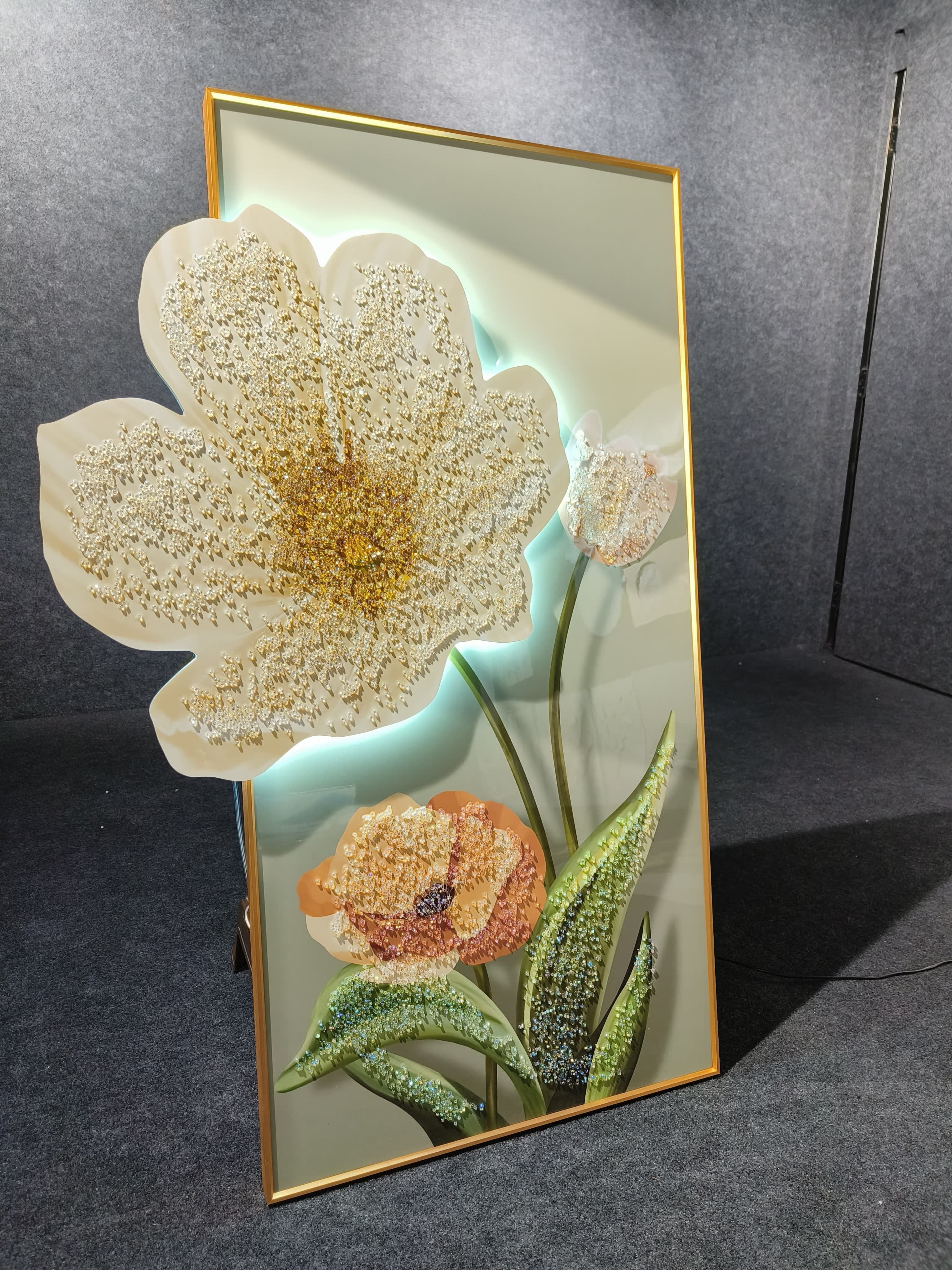 LED Crystal Paintings Illuminated Floral Trio LED Wall Arts
