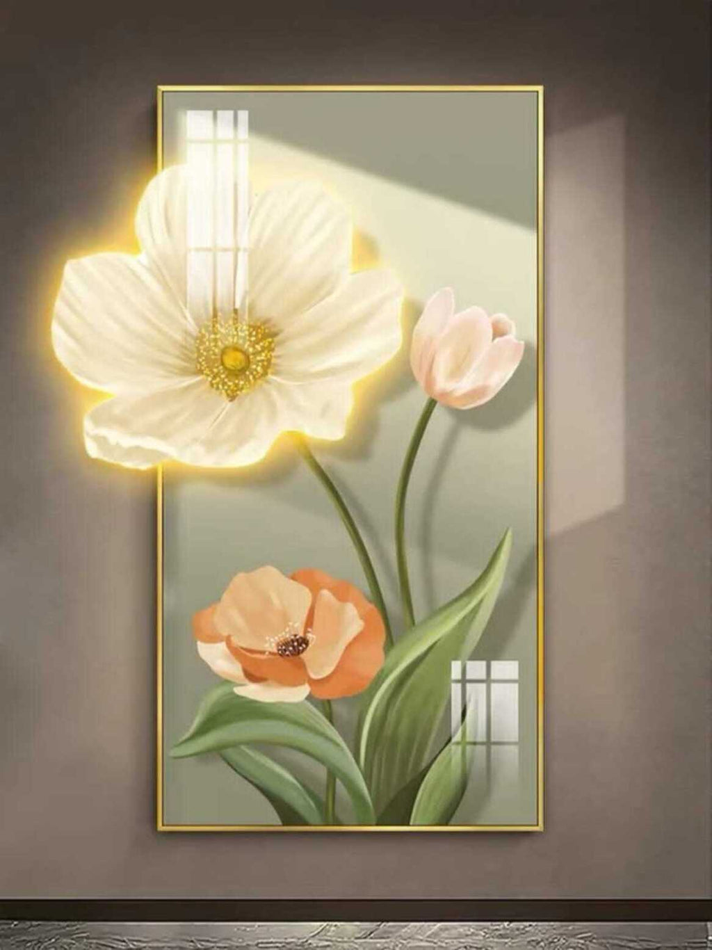 LED Crystal Paintings Illuminated Floral Trio LED Wall Arts