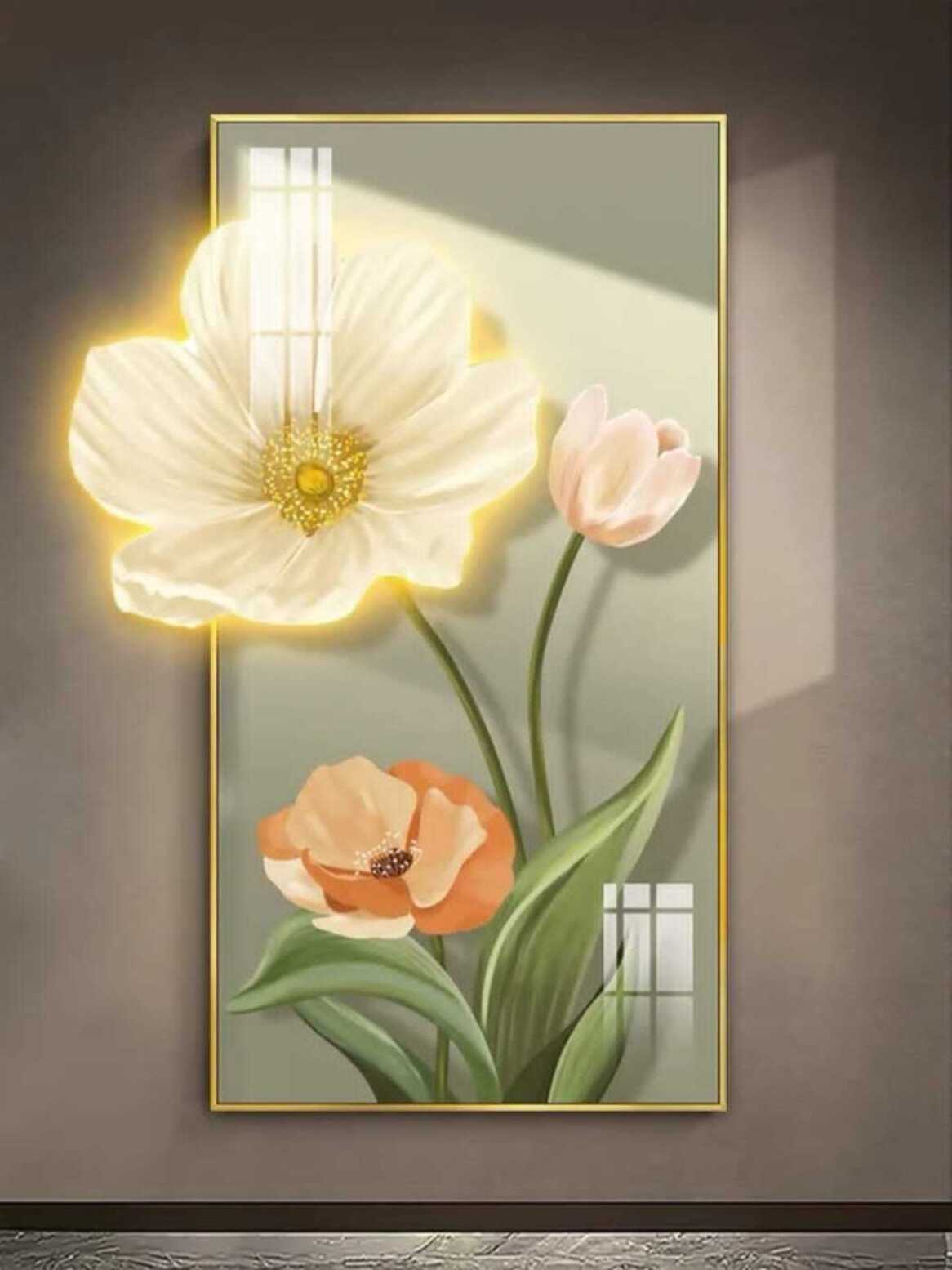 LED Crystal Paintings Illuminated Floral Trio LED Wall Arts