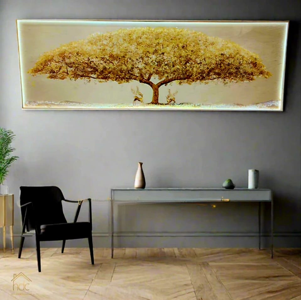 LED Crystal Wall Painting - Golden Canopy