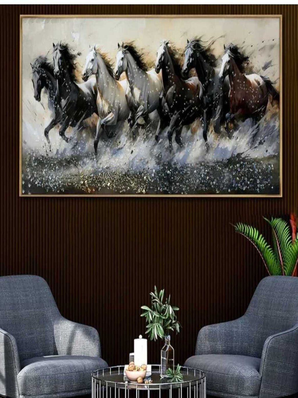 Crystal Paintings Torrent of Power: Dynamic Seven Horses Crystal Art
