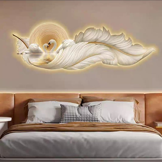 White Swans LED Crystal Wall Painting