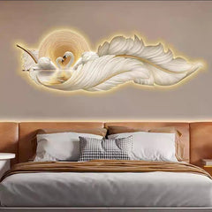 White Swans LED Crystal Wall Painting