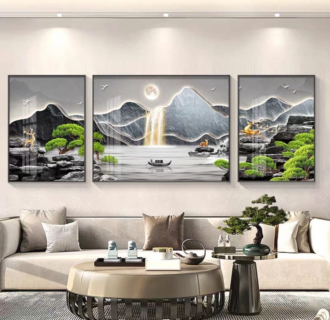 3-Piece Crystal Wall Painting Set - Tranquil Escape