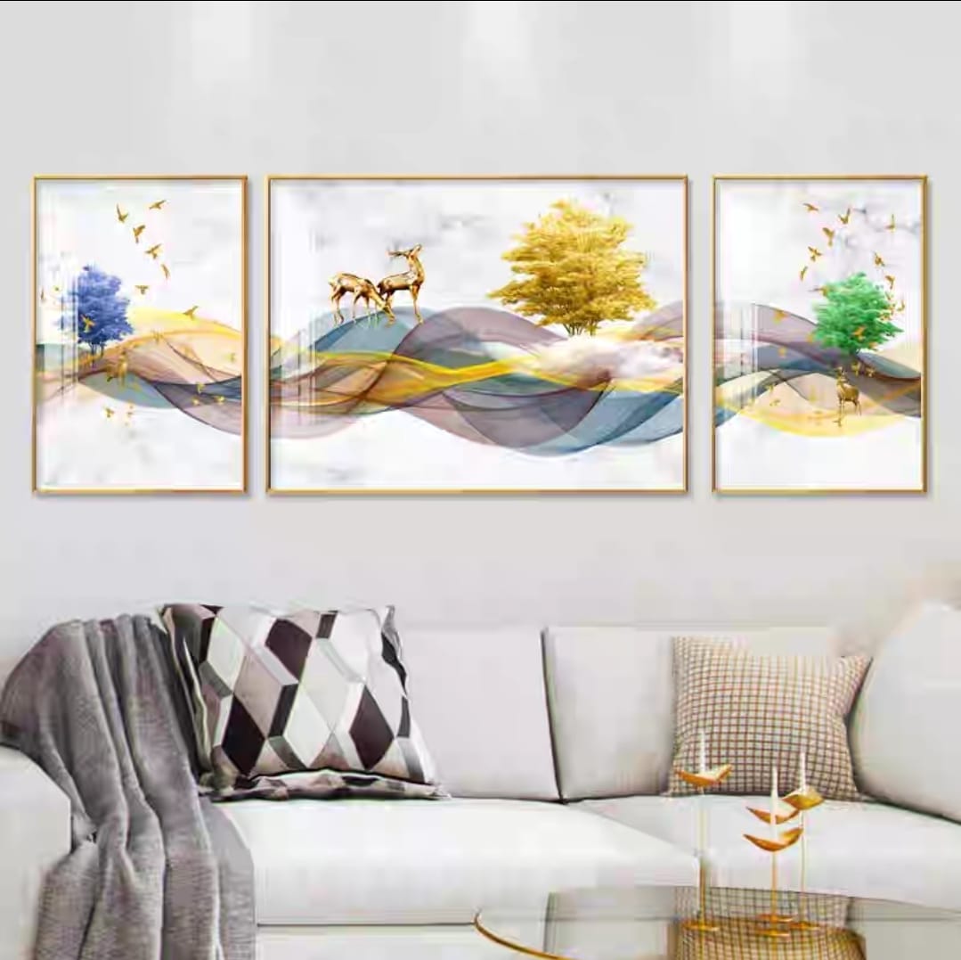 3-Piece Crystal Wall Painting - Colour Waves