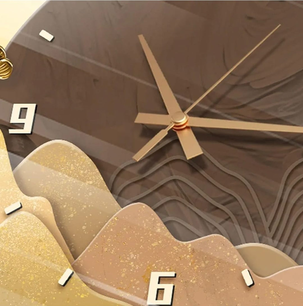 LED Crystal Wall Clock Painting – Blue Feather