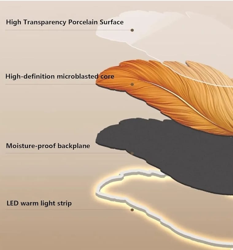 LED Crystal Wall Clock Painting – Blue Feather