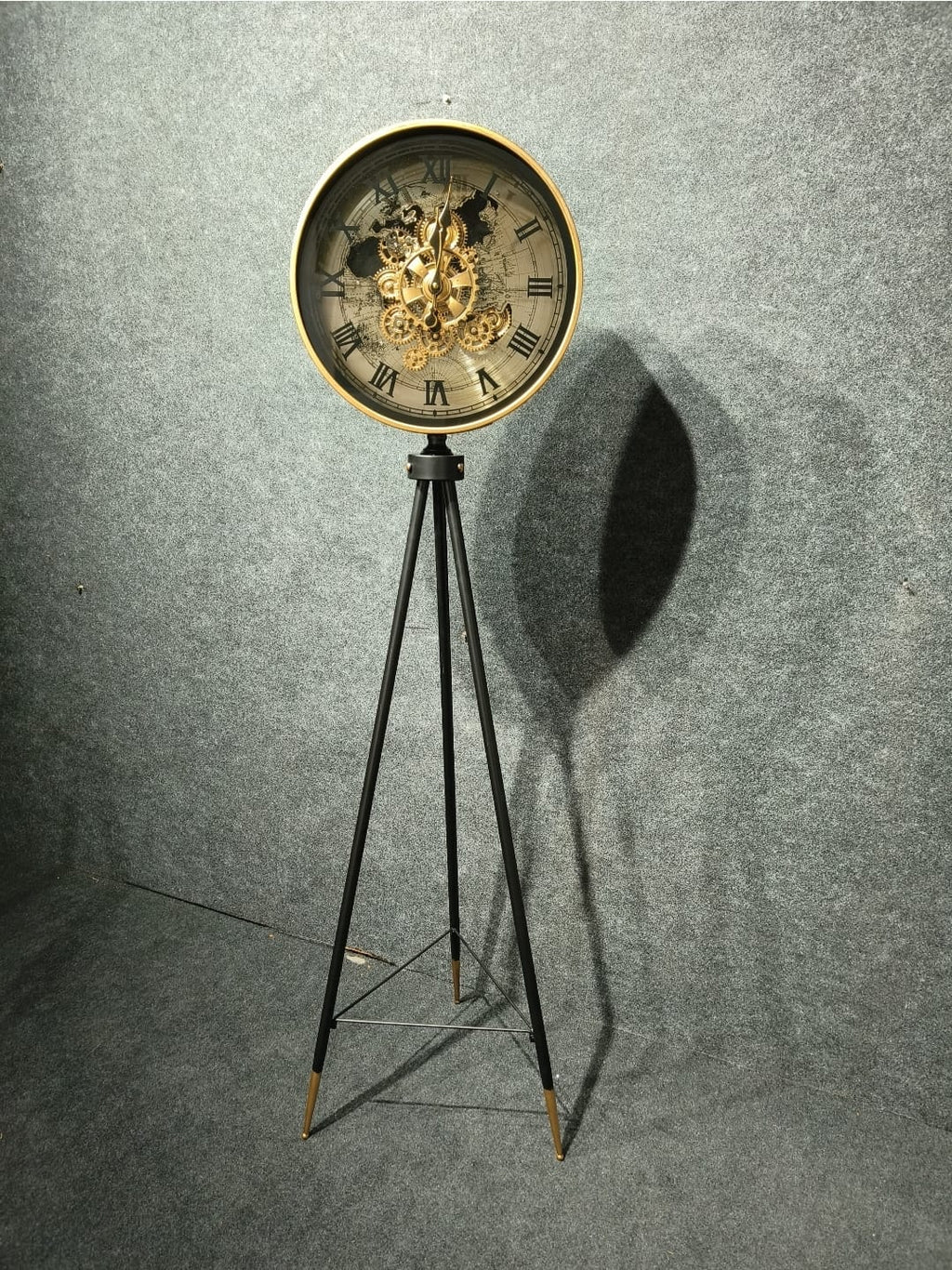 Gold Metal Tripod Standing Clock