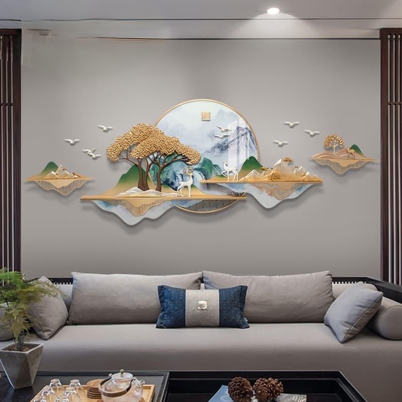 Golden Tranquility Landscape – 3D Resin Wall Decor