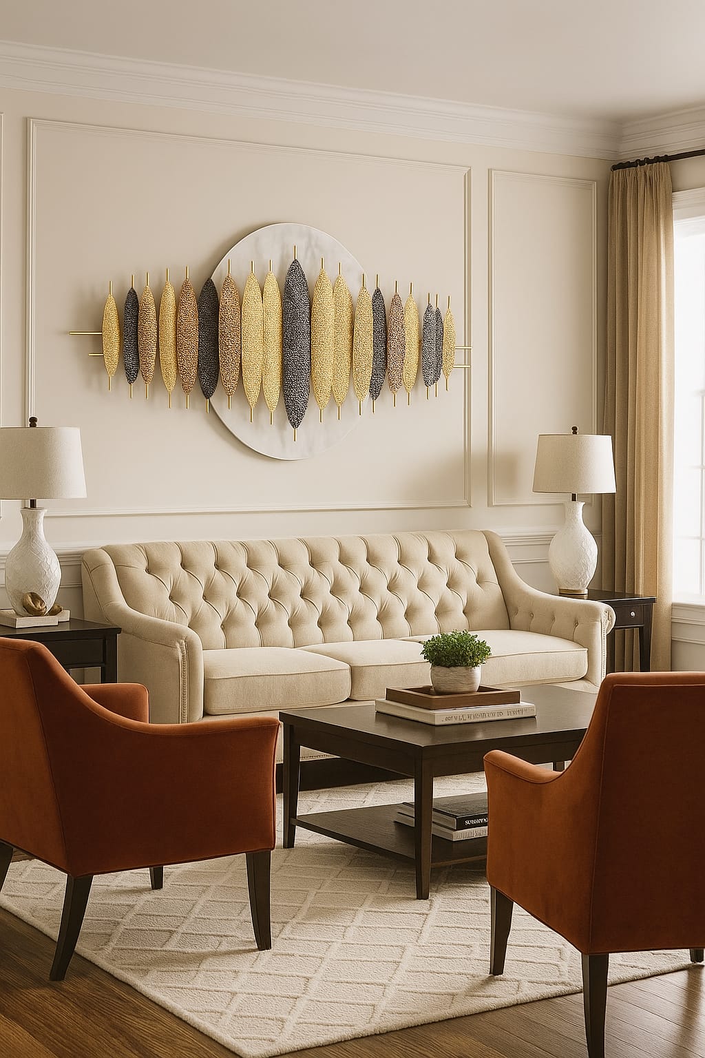 Gold and Black Metal Wall Art