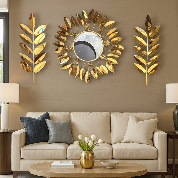 Radiance Gold Leaf Mirror Wall Art Set
