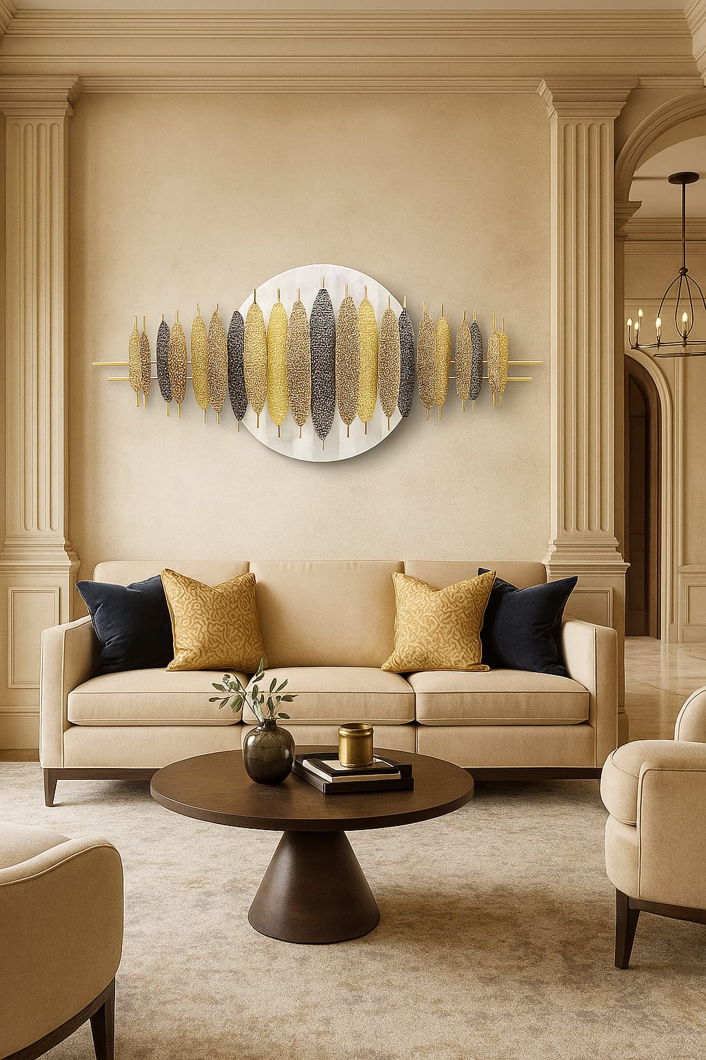 Gold and Black Metal Wall Art