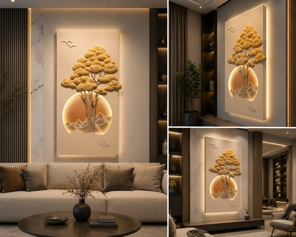 Relife Golden Tree LED Luxury Wall Decor - Premium Illuminated Nature Art