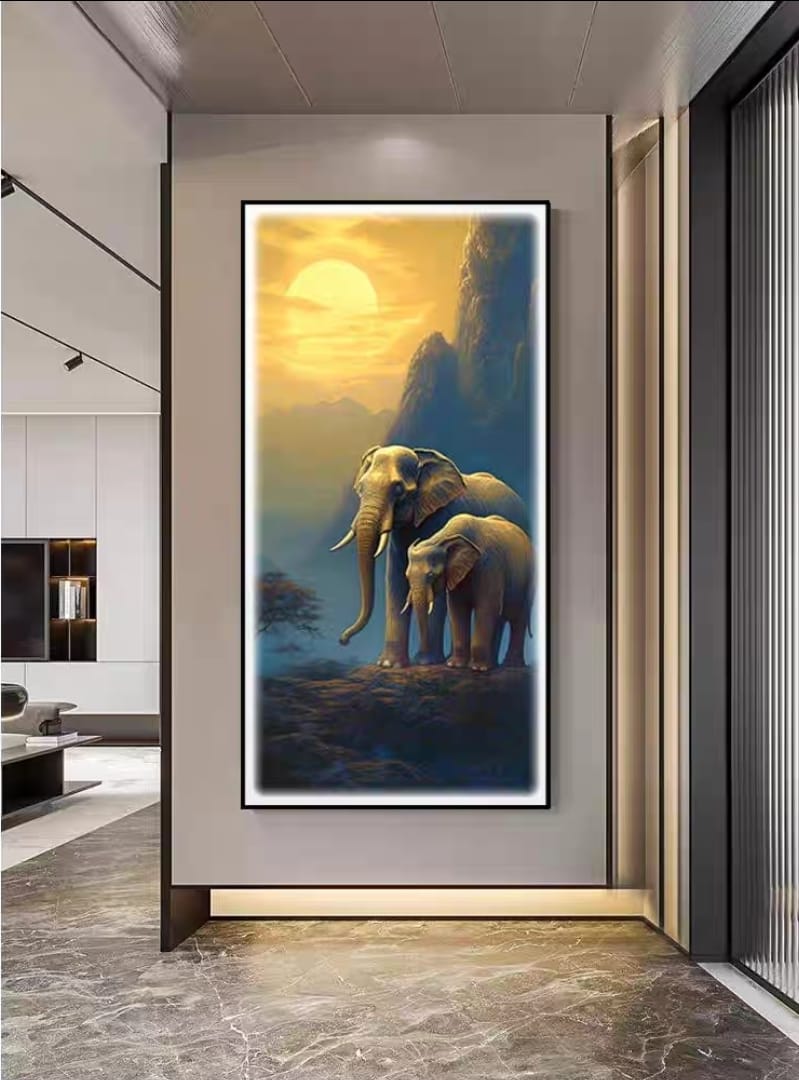 LED Crystal Wall Painting - Elephant Harmony