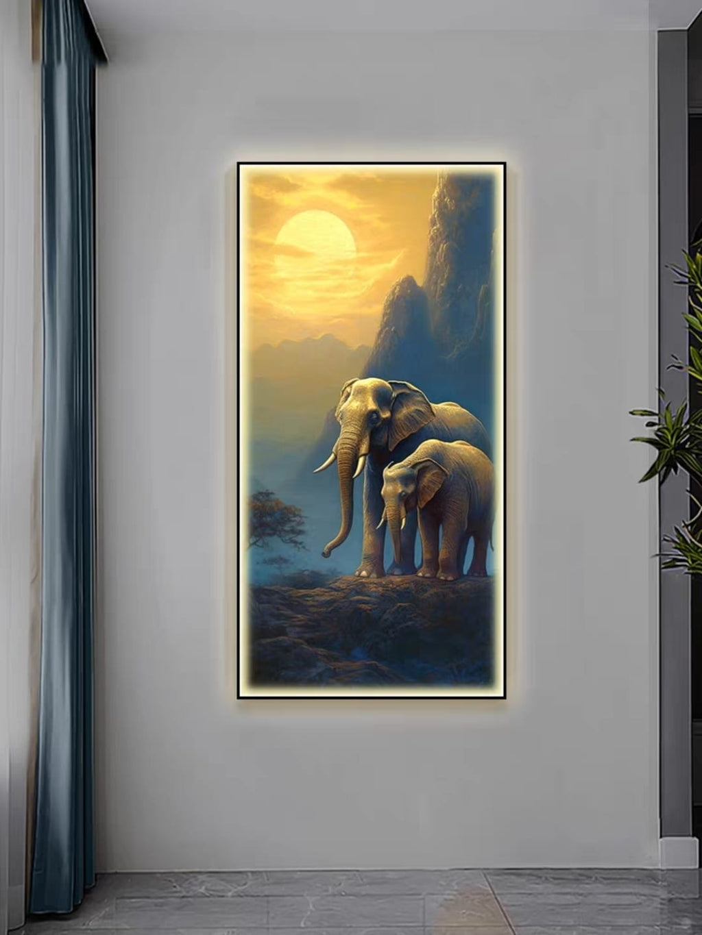 LED Crystal Wall Painting - Elephant Harmony
