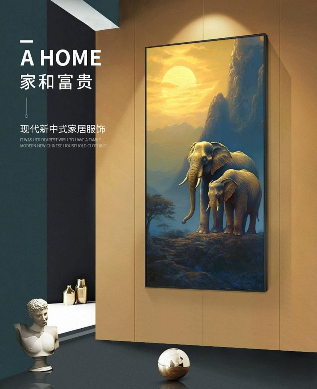 LED Crystal Wall Painting - Elephant Harmony