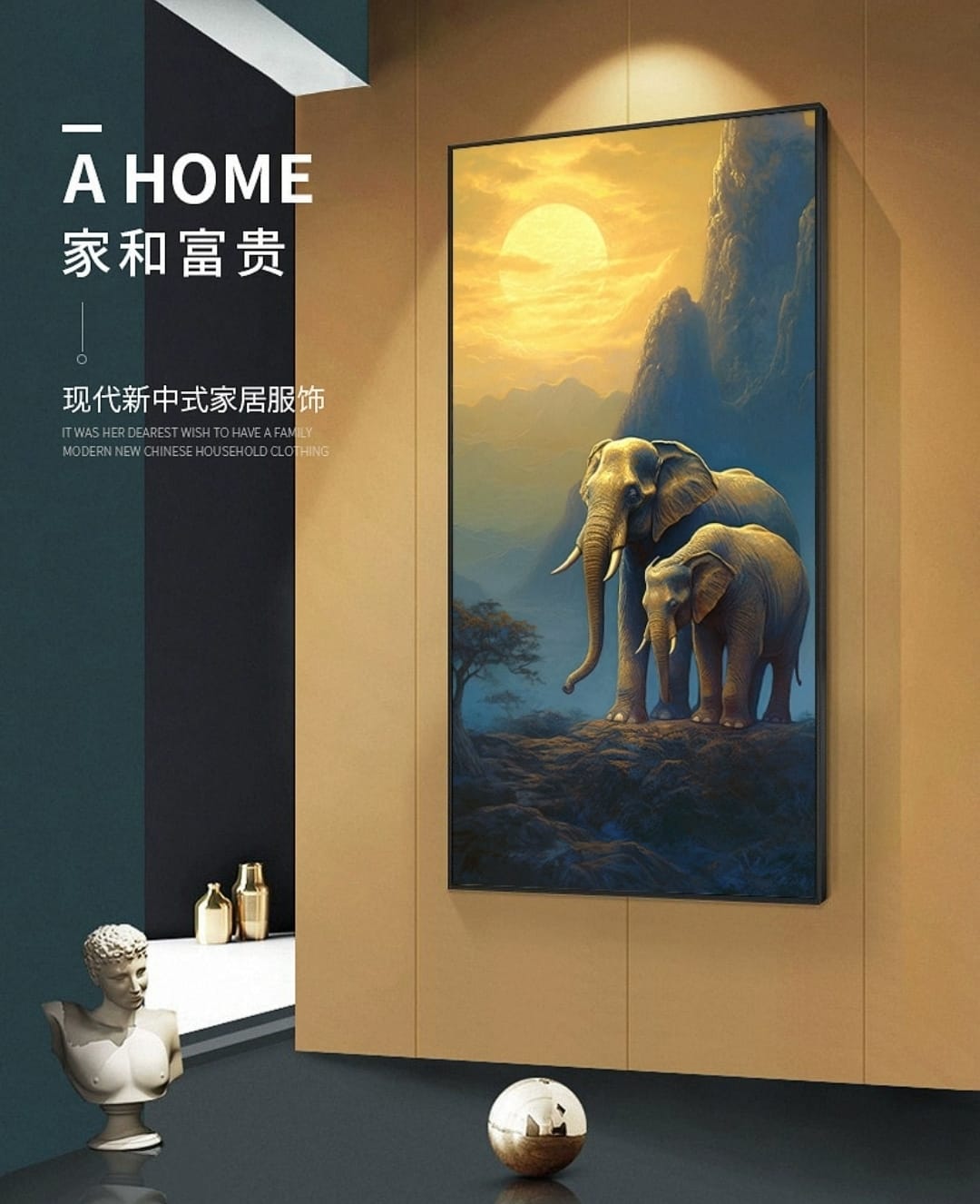 LED Crystal Wall Painting - Elephant Harmony