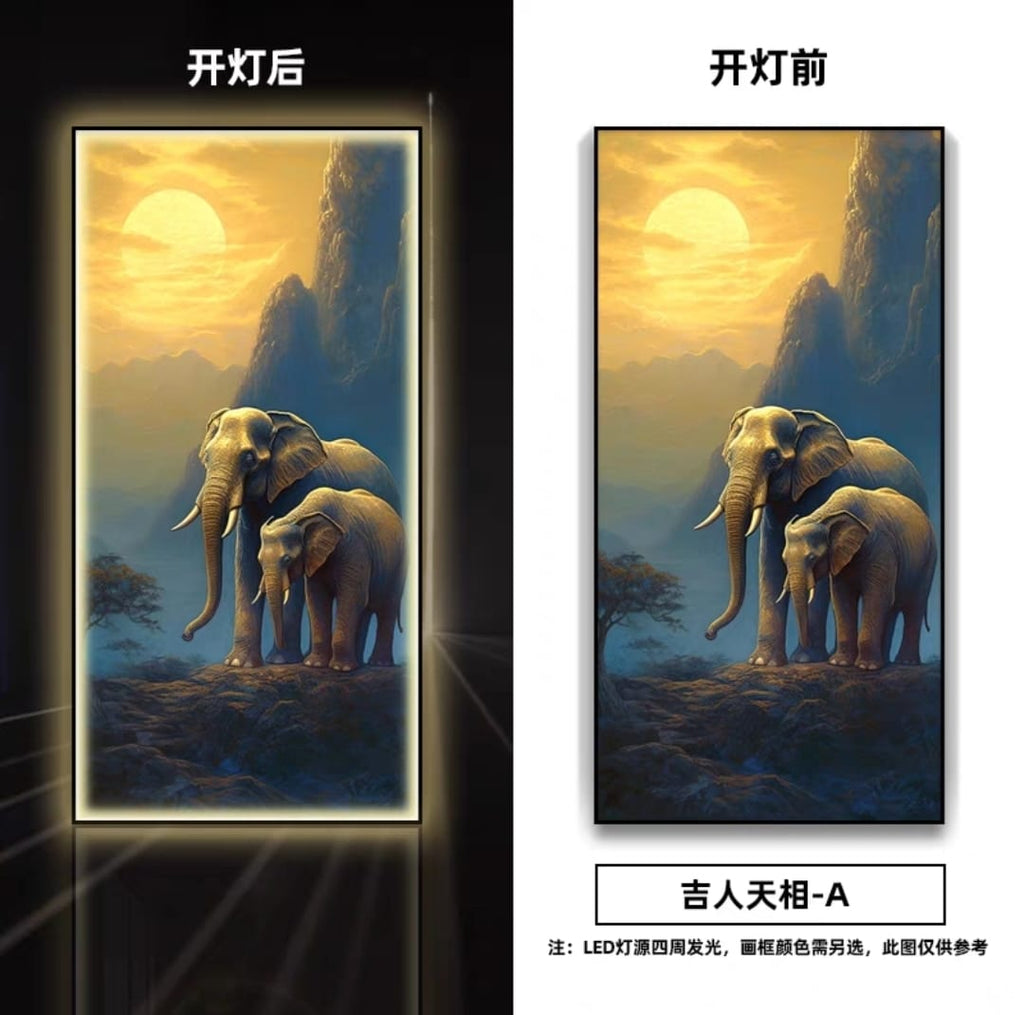 LED Crystal Wall Painting - Elephant Harmony