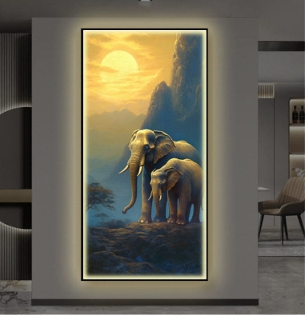 LED Crystal Wall Painting - Elephant Harmony