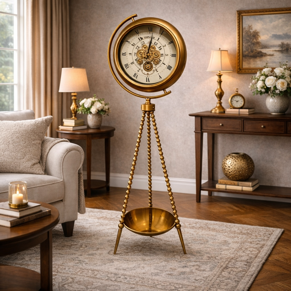 Golden Elegance Tripod Floor Clock