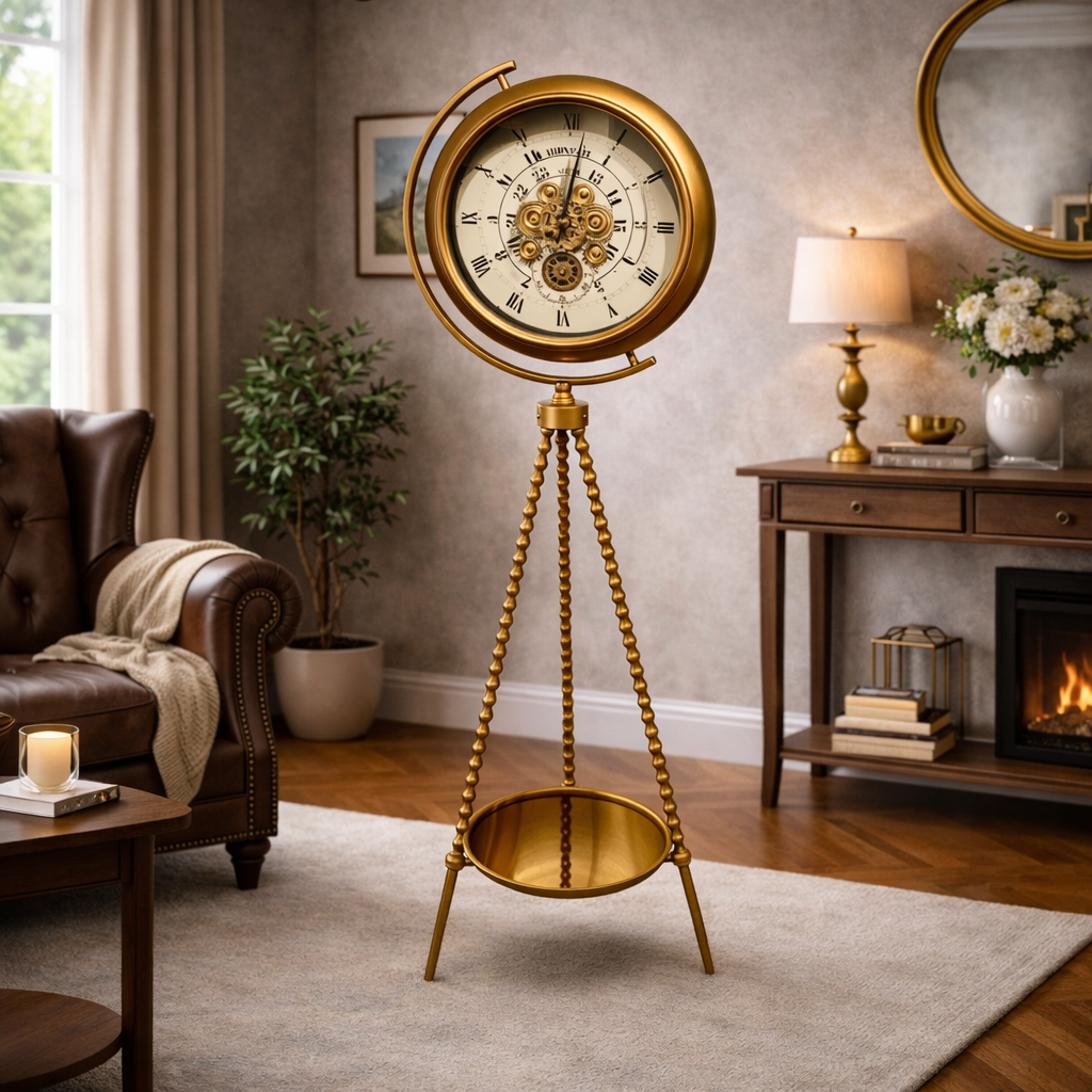 Golden Elegance Tripod Floor Clock