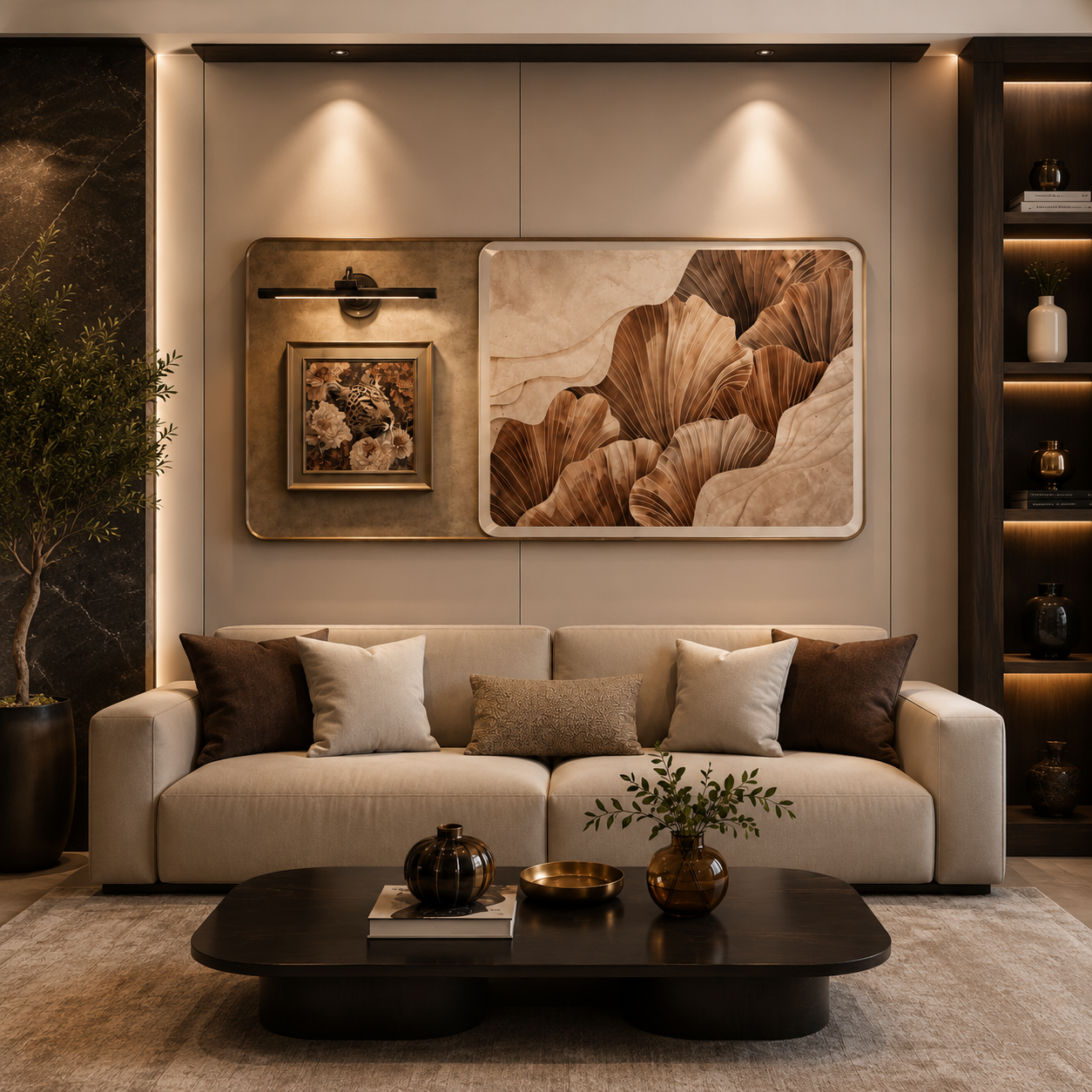 Premium Leather painting with Lamp