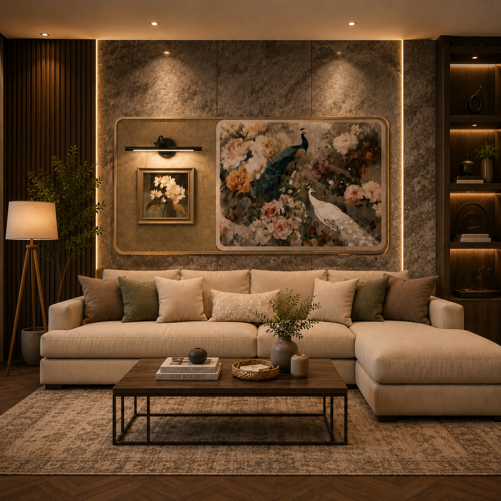 Premium Leather painting with Lamp