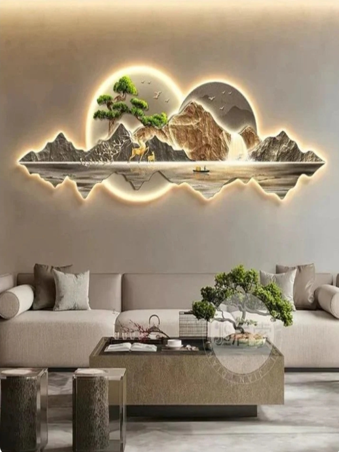 LED Crystal Paintings Illuminated 3D Mountain & Nature Wall Art Sculpture Paintings