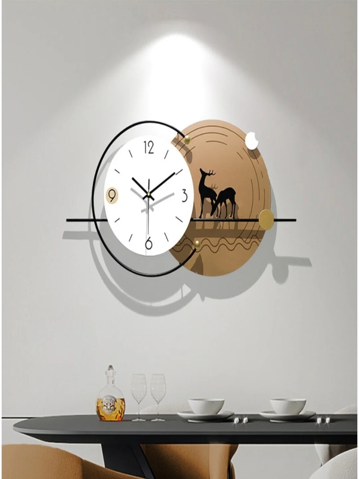 Modern Deer Silhouette Metal Wall Clocks