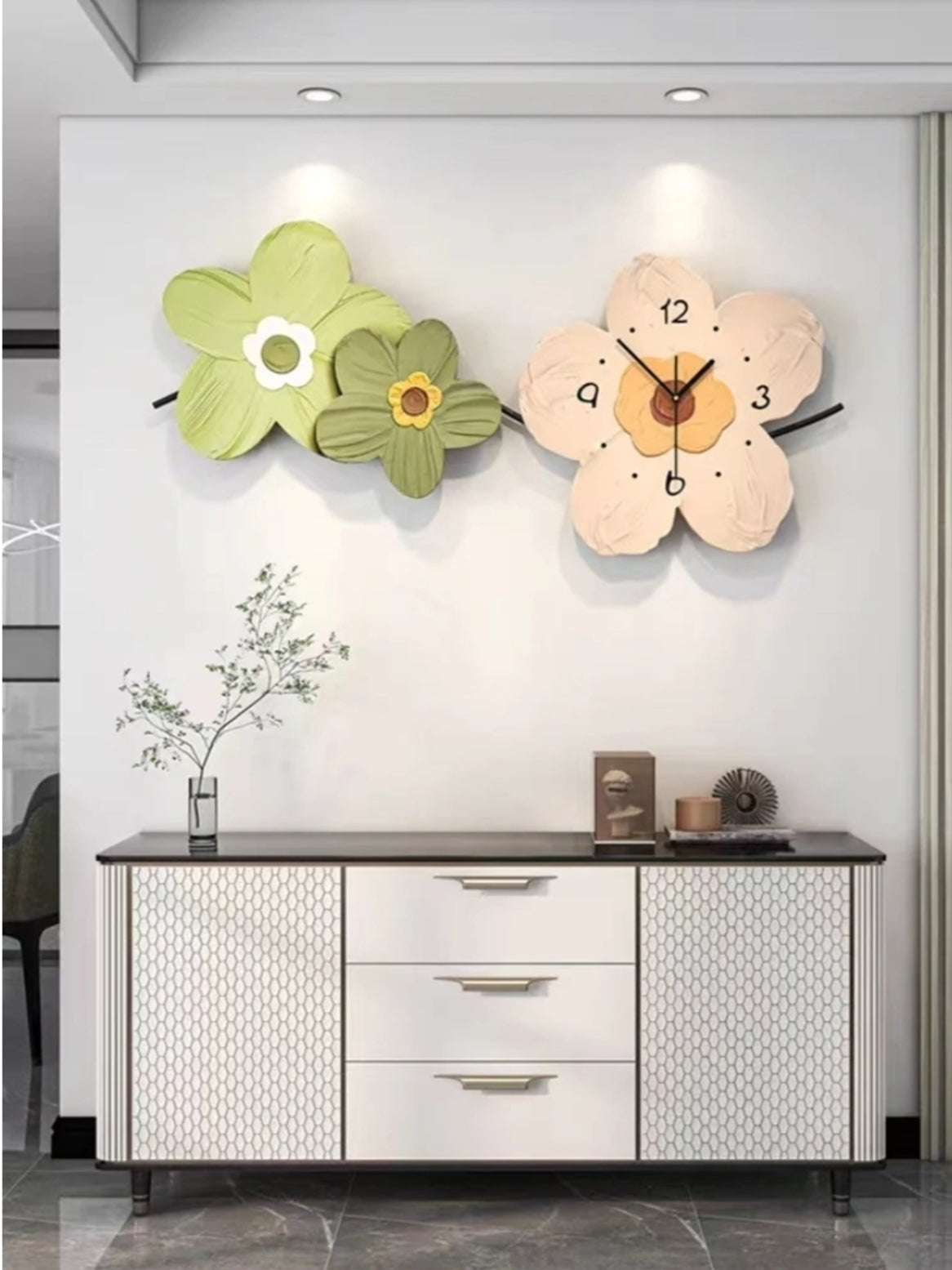 Metal Wall Clocks Modern Floral Wall Clock