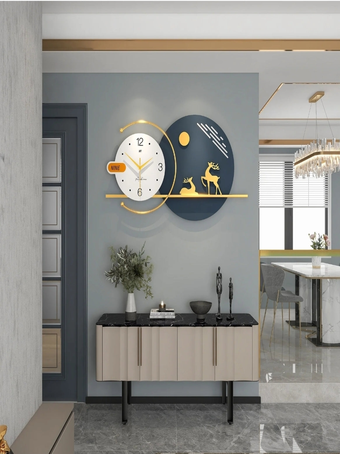 Metal Wall Clocks Modern Minimalist Creative Deer Wall Clock