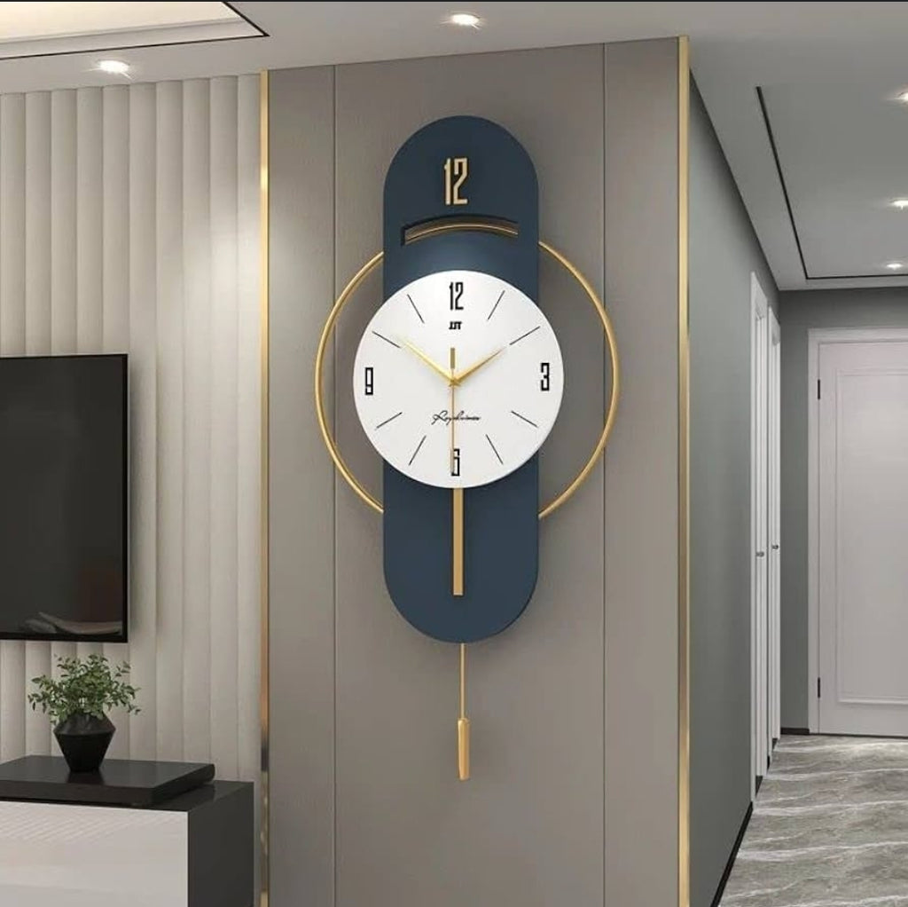 AOKLEY Modern Decorative Wall Clock with Pendulum Metal Wall Clocks