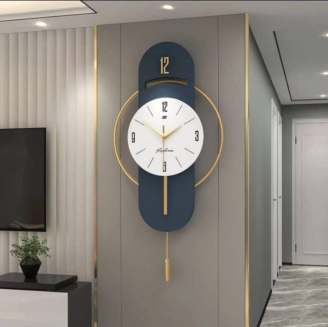 AOKLEY Modern Decorative Wall Clock with Pendulum Metal Wall Clocks