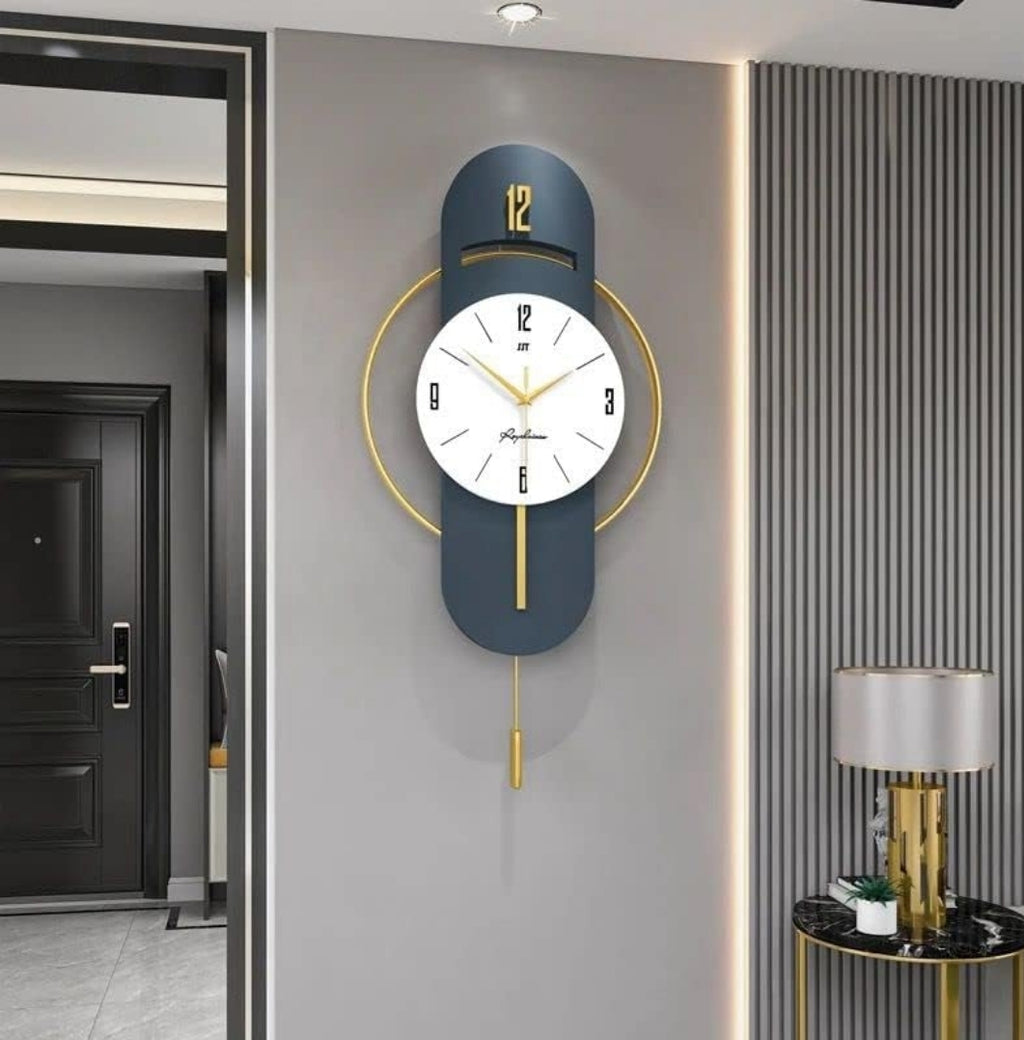 AOKLEY Modern Decorative Wall Clock with Pendulum Metal Wall Clocks