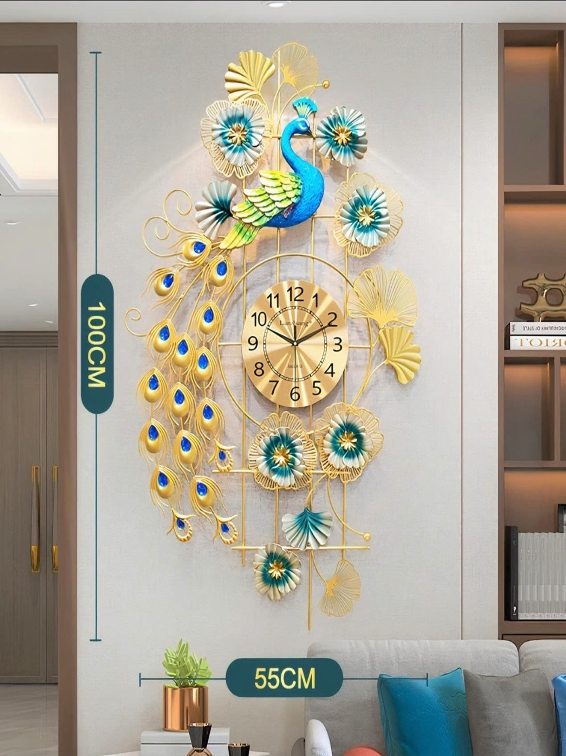 Elegant Grand Peacock Feather Peacock Wall Clocks